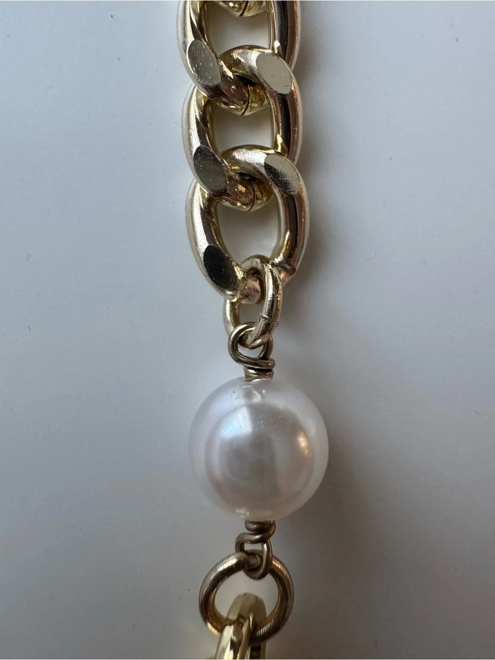 Karl Lagerfeld Gold Tone Pearl Multi Chain Bag Charm Tassel Accessory